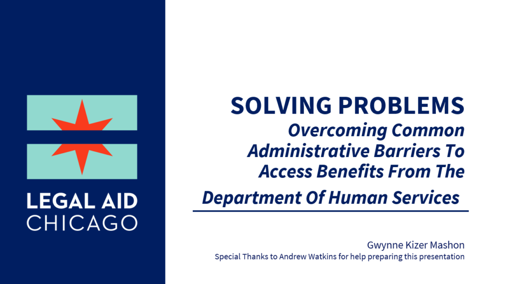 Public Benefits: Training Materials - Legal Aid Chicago
